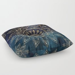 Elegant Gold Mandala Blue Galaxy Floor Pillow