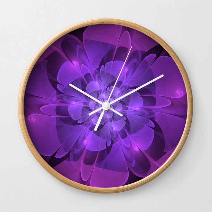 Purple Dew Drops | Abstract digital flower Wall Clock