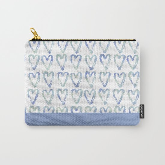 Heart Pattern Blue Carry-All Pouch