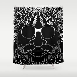 Crazy Hairy Man in Sun Glasses Shower Curtain