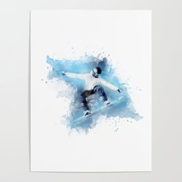 Snowboard Watercolor  Poster