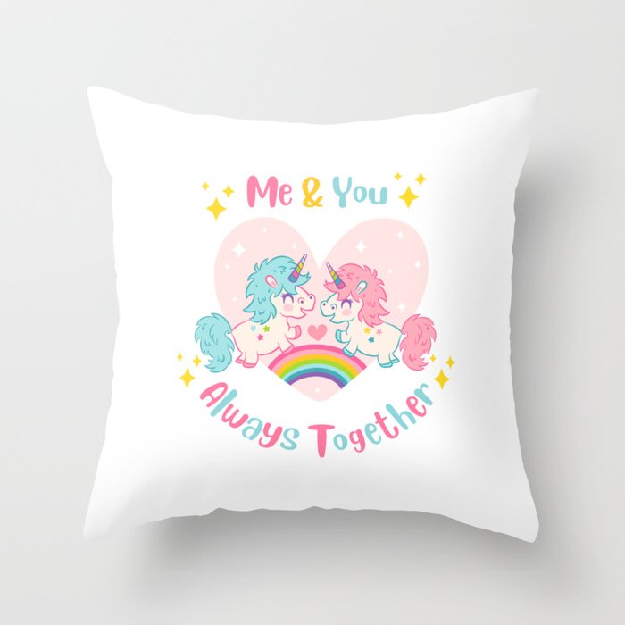 Cute Kawaii Unicorns Throw Pillow