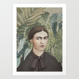 Frida with plants Art Print