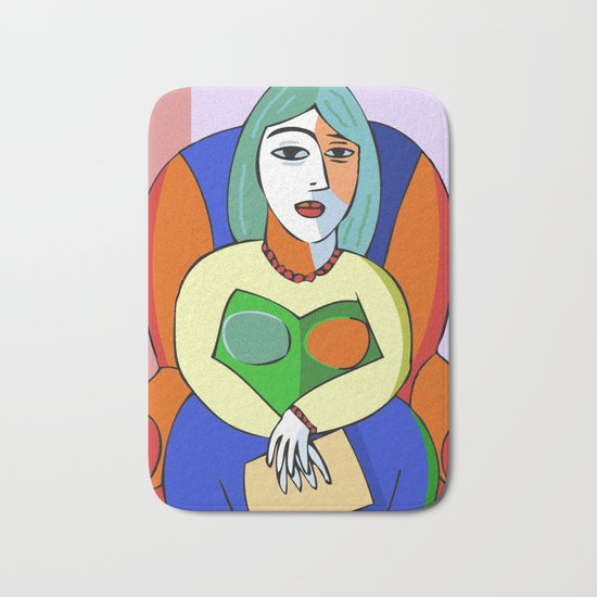 Woman With A Kindle Bath Mat