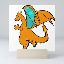 Orange Pocket Monster Dragon Mini Art Print