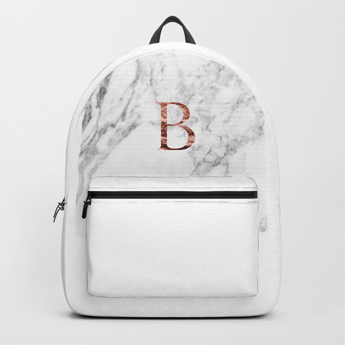 Monogram rose gold marble B Backpack by marbleco Society6