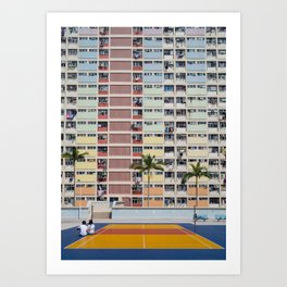 Pastel colors and a tennis court in Hong Kong | Travel photography Asia Art Print