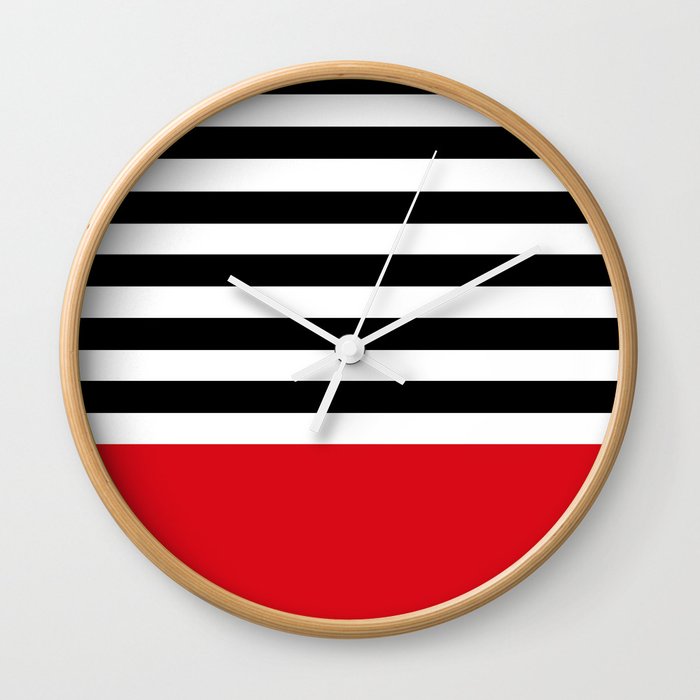 Rouge Rayures Wall Clock
