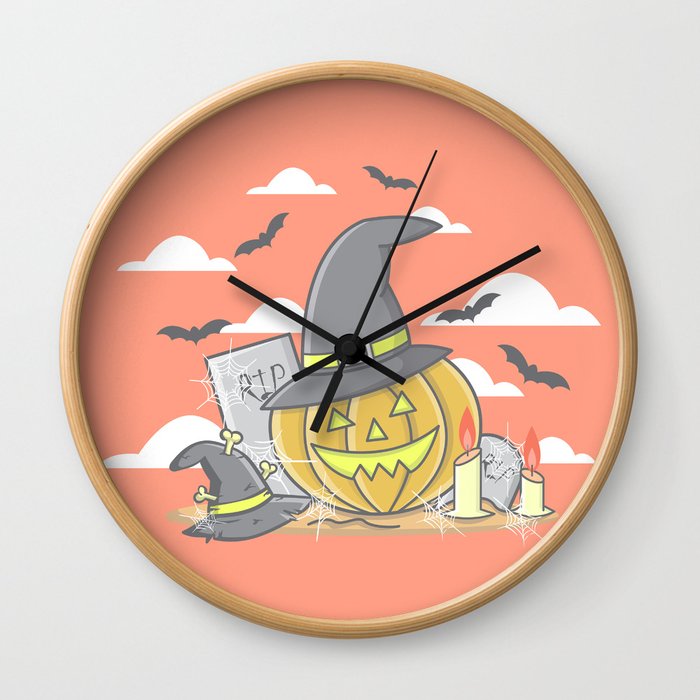 Vintage Pumpkin Scene Halloween | Funny & Great Gift Wall Clock