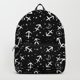 Black And White Sagittarius zodiac hand drawn pattern Backpack