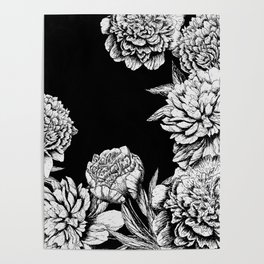 FLOWERS IN BLACK AND WHITE Poster