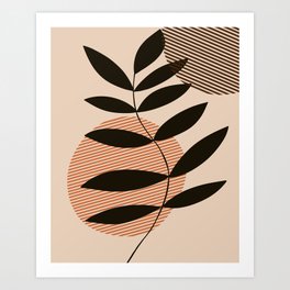 Abstract Mid-Century Boho Leaf Design Art Print