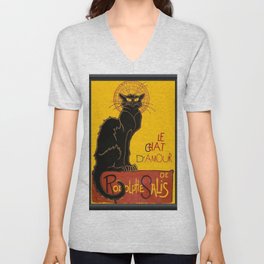 Le Chat D'Amour Black Cat Framed Vector V Neck T Shirt