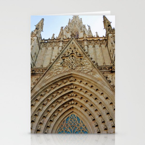 Spain Photography - Cathedral Of Barcelona Seen From Below Stationery Cards