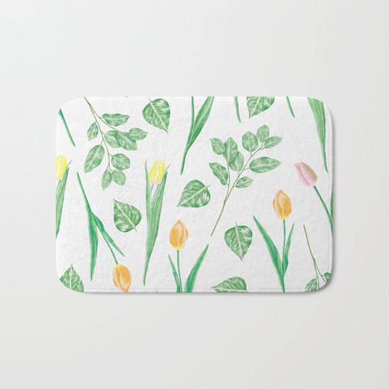 Tulips Floral Pattern Bath Mat