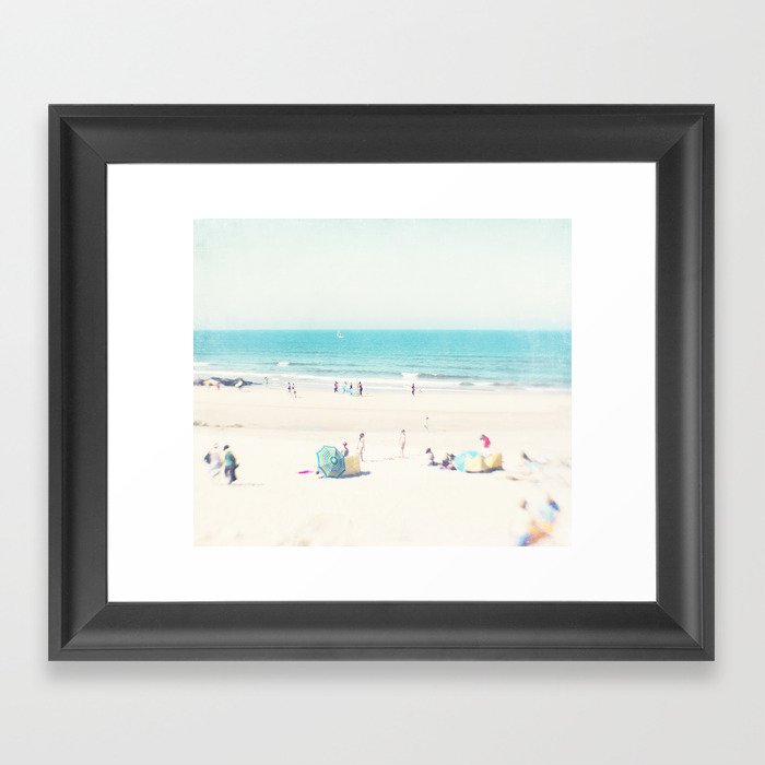 Beach - Happy Life - Pastel Ocean - Sea - Beach photography by Ingrid Beddoes Framed Art Print