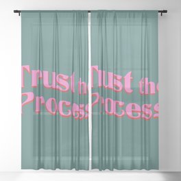 Trust the Process Teal Pink Minimal Sheer Curtain