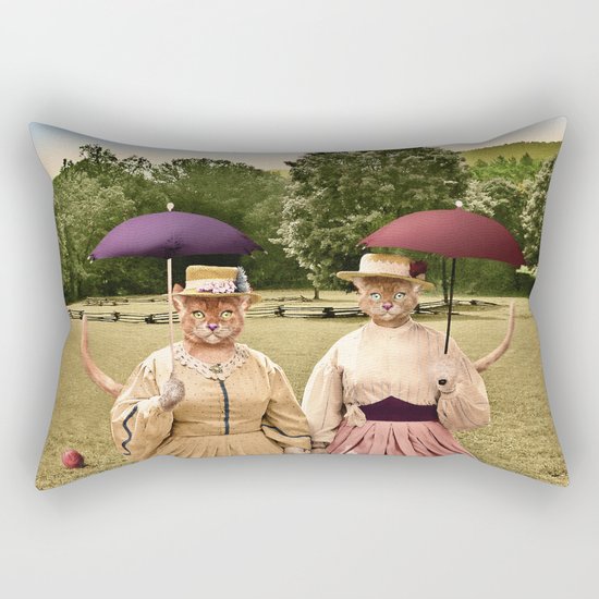 Two Pretty Kitties: Out for a Stroll Rectangular Pillow