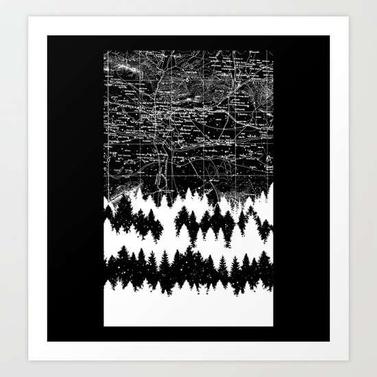Map Silhouette Square Art Print