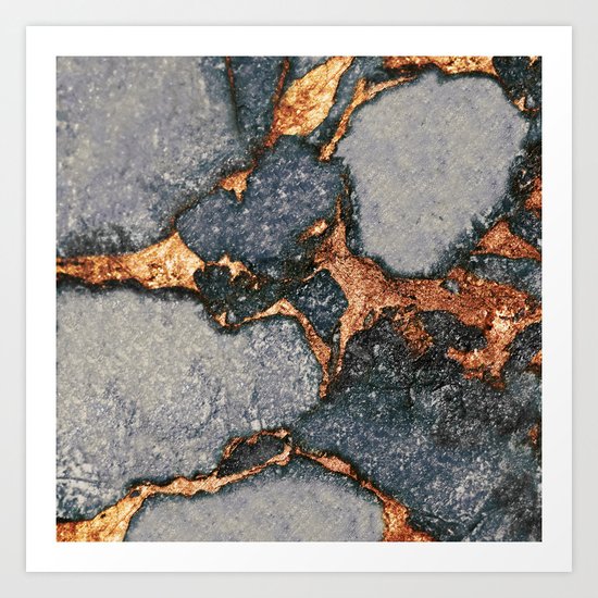 GREY & GOLD GEMSTONE Art Print
