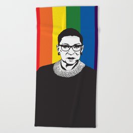 Ruth Bader Ginsburg Rainbow Beach Towel