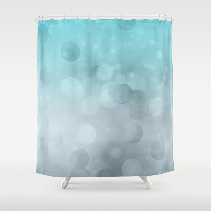 Aqua Turquoise Grey Soft Gradient Bokeh Lights Shower Curtain