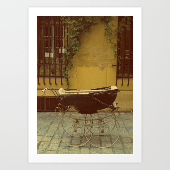 Vintage Baby Carriage in Aix in Provence, France Art Print