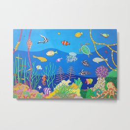 SEA FANTASY Metal Print | Painting, Corals, Caribean, Roatan, Fishes, Starfish, Seaworld, Scubadiving, Turksandcaikos, Tropicalfishes 