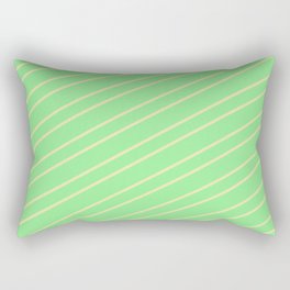 [ Thumbnail: Light Green & Pale Goldenrod Colored Lined Pattern Rectangular Pillow ]