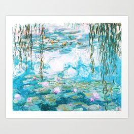 Water Lilies Monet Aqua Turquoise Art Print