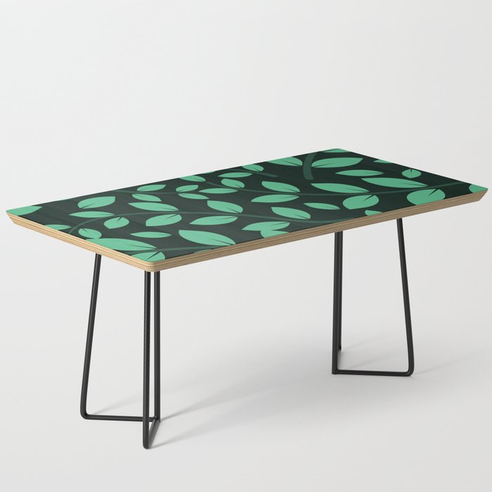 Retro Style Leaves Pattern - Ocean Green Coffee Table