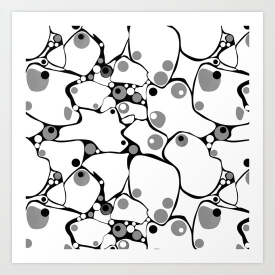 Abstract black and white polka dot pattern 2 .White background . Art Print