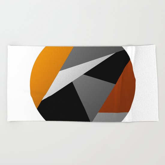 Metallic Moon - Abstract, metallic textured geometric moon space artwork Beach Towel