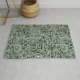 Circuit Board // Green & White Rug