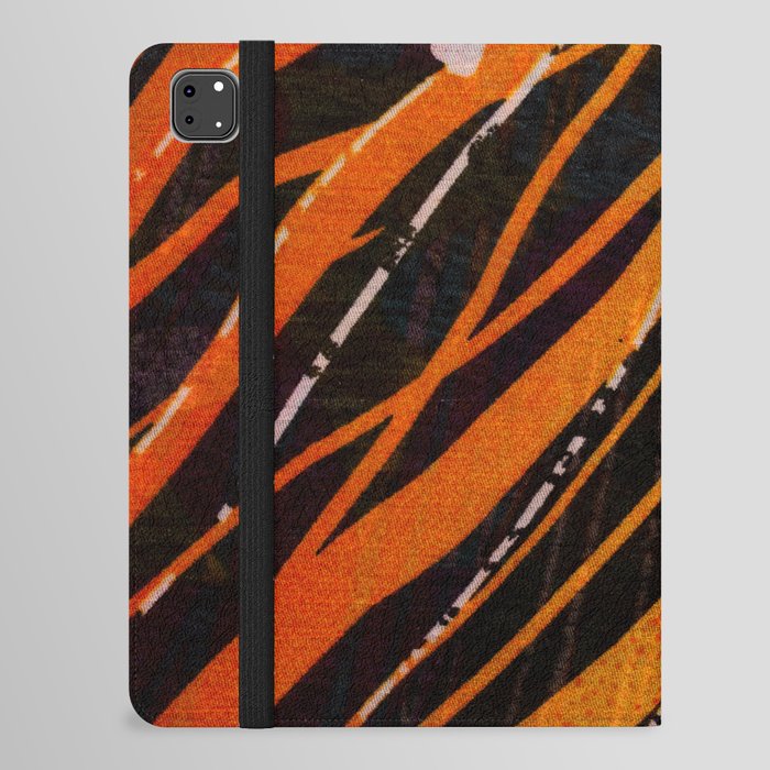 Black and Orange Lines Pattern Design iPad Folio Case