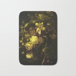 Flowers in a Vase - yellow Bath Mat | Fineart, Remix, Fine, Floral, Oilpainting, Rework, Old, Yellow, Rose, Nature 