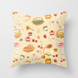 A rat picnic | Cream Throw Pillow