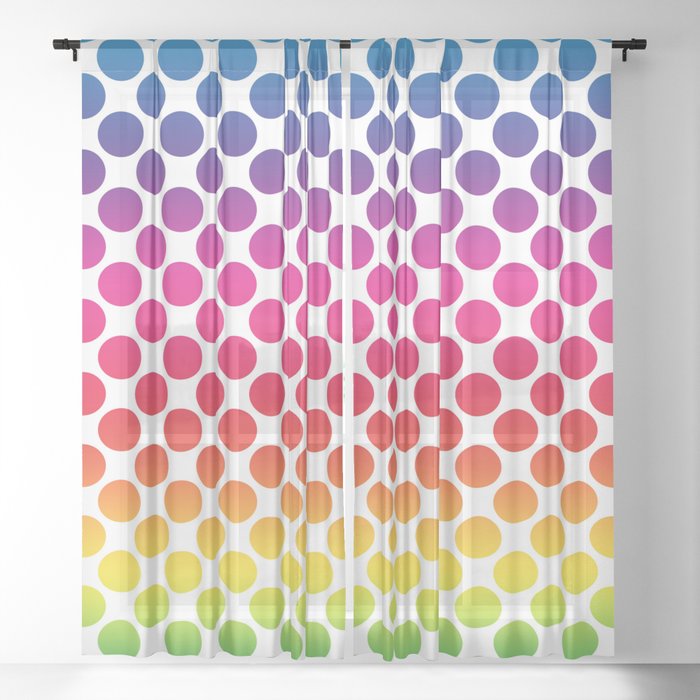 Rainbow Polka Dots #2 Sheer Curtain