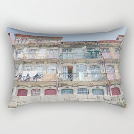 Ribeira picturesque facade, charming Porto, Portugal | Travel Photography Rectangular Pillow