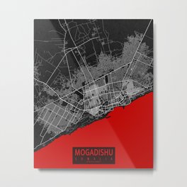 Mogadishu City Map of Somalia - Oriental Metal Print