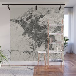Sapporo - Japanese City Map - Black and White Wall Mural