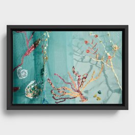 Underwater Seascape Embroidery Framed Canvas