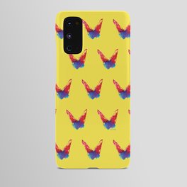 Abstract red and blue butterfly pattern with yellow background Android Case