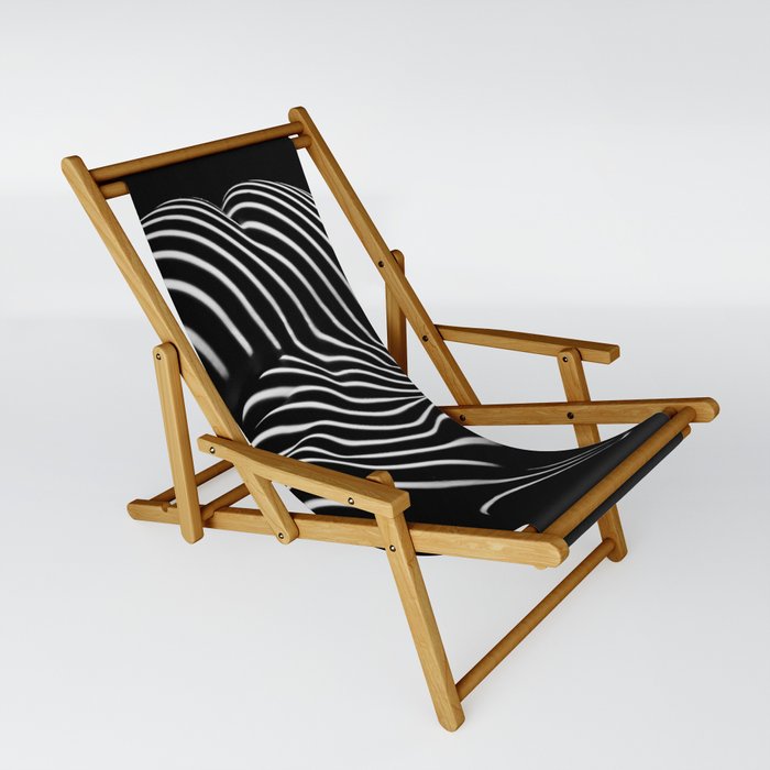 Black and white striped beach sales chair