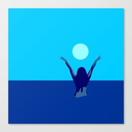 Blue sky and moon is calling me.. Canvas Print