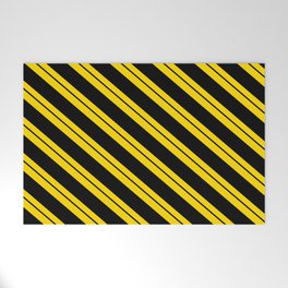 [ Thumbnail: Yellow and Black Colored Lines Pattern Welcome Mat ]