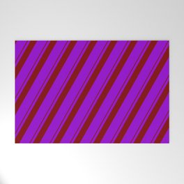 [ Thumbnail: Maroon and Dark Violet Colored Lines/Stripes Pattern Welcome Mat ]