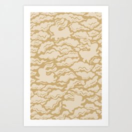 Gold Bunny Clouds Art Print