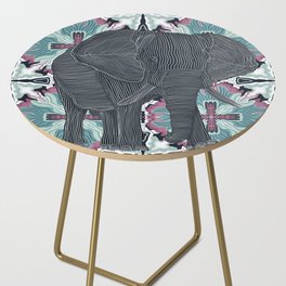 Majestic African elephant on patterned background Side Table