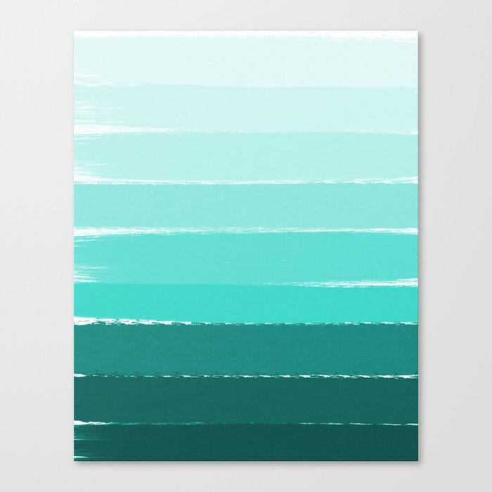 Ombre brushstrokes modern minimal ocean abstract painting wall art Canvas Print